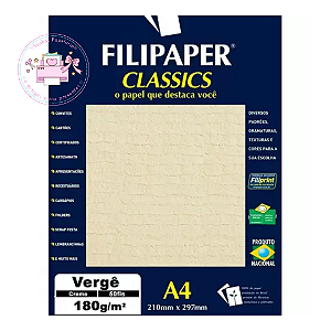 Papel Vergê Filipaper Classic 180g - Creme / 50 Folhas